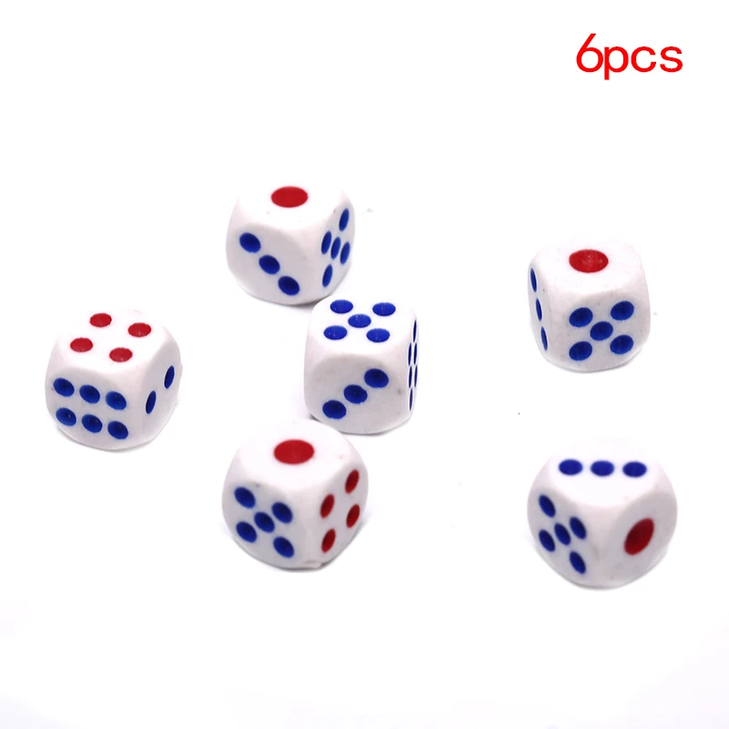 6Pcs 10mm Acrylic White Round Corner Dice Clear Dice Portable Table Playing Game