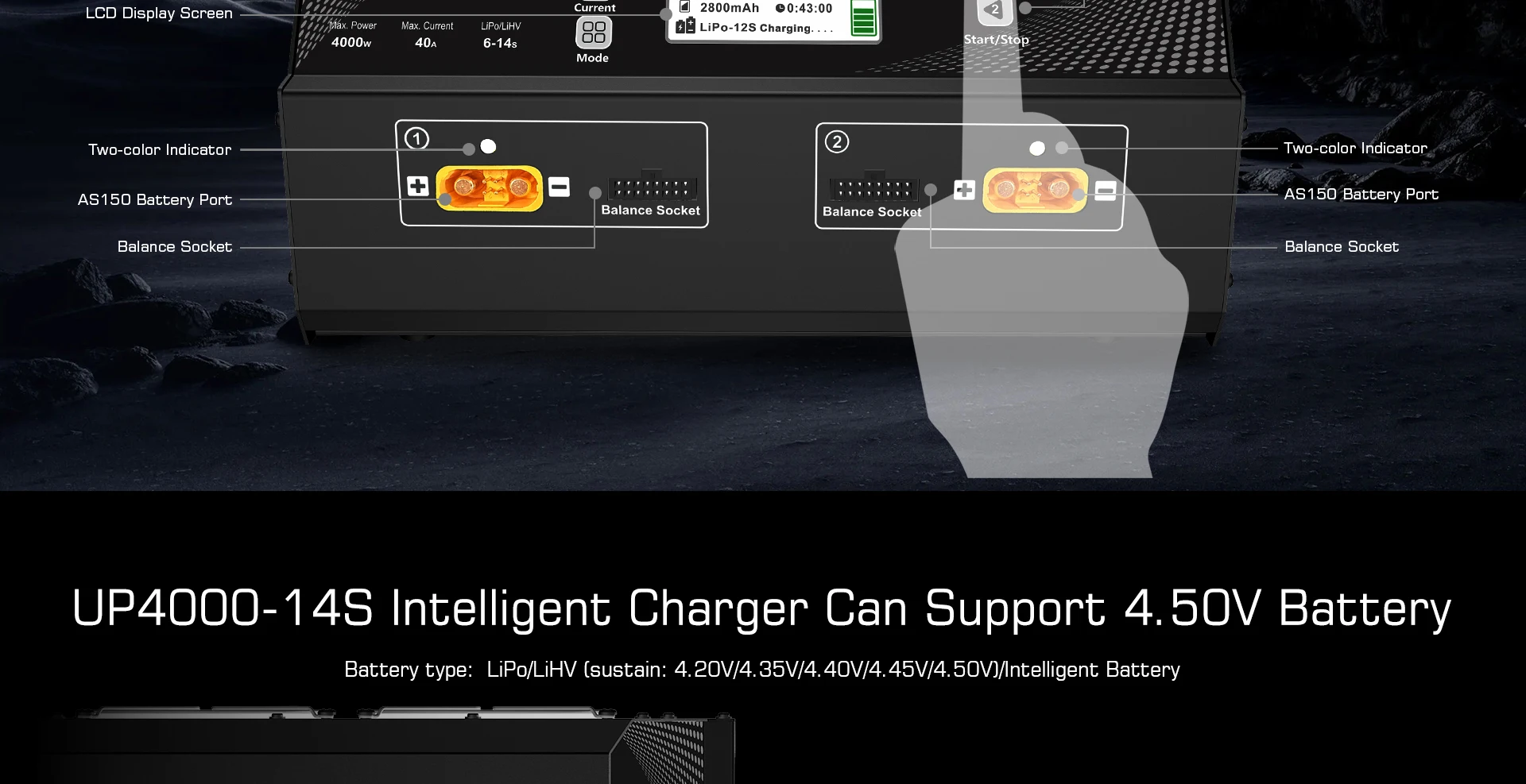 ultrapower UP4000-14S 2X2000W 40A 6-14S LiPo/LiHV Battery UAV Drone Charger