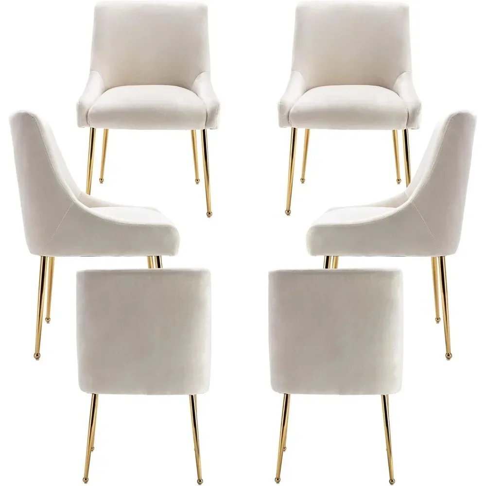 Dining Chair Set of 6 with Gold Legs, Modern Accent Kitchen Chairs for Living Room Kitchen Restaurant, Velvet Dining Chair