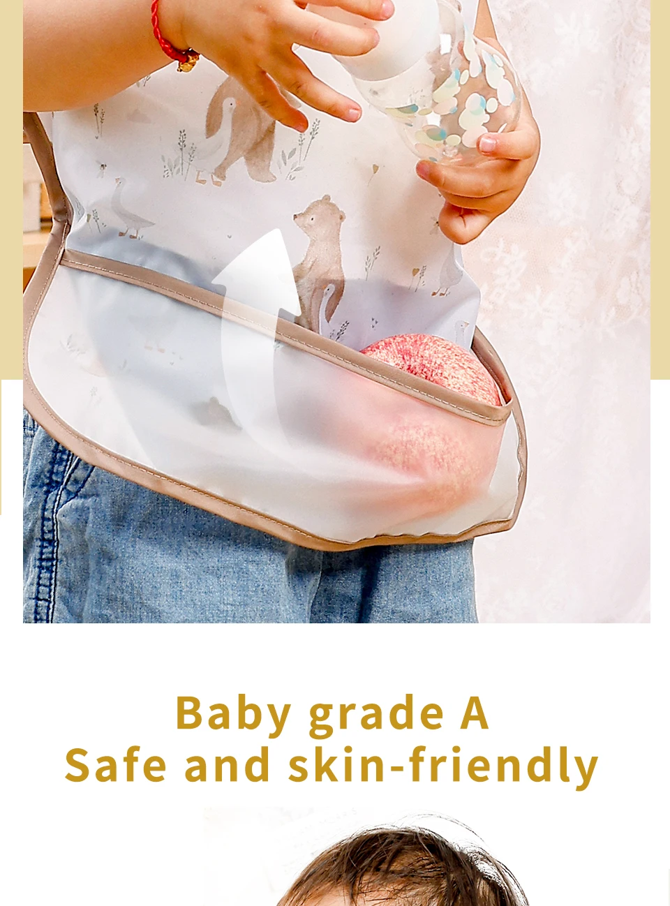 Kangobaby # Mein weiches Leben # Neue wasserdichte Baby ärmellose Lätzchen Mode Ganzkörperabdeckung – Detail 5