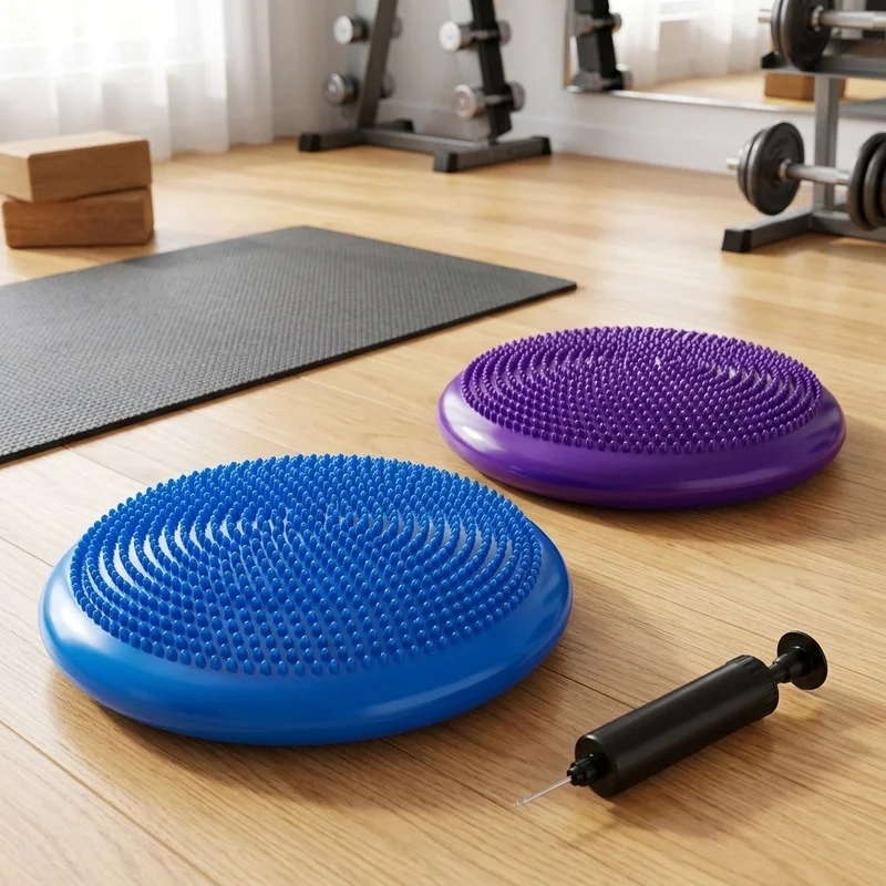 Balance Pad Yoga Massage Cushion, Thickened Inflatable Balance Disc, Anti-Burst Wobble Seat for Fitness Training Home Gym