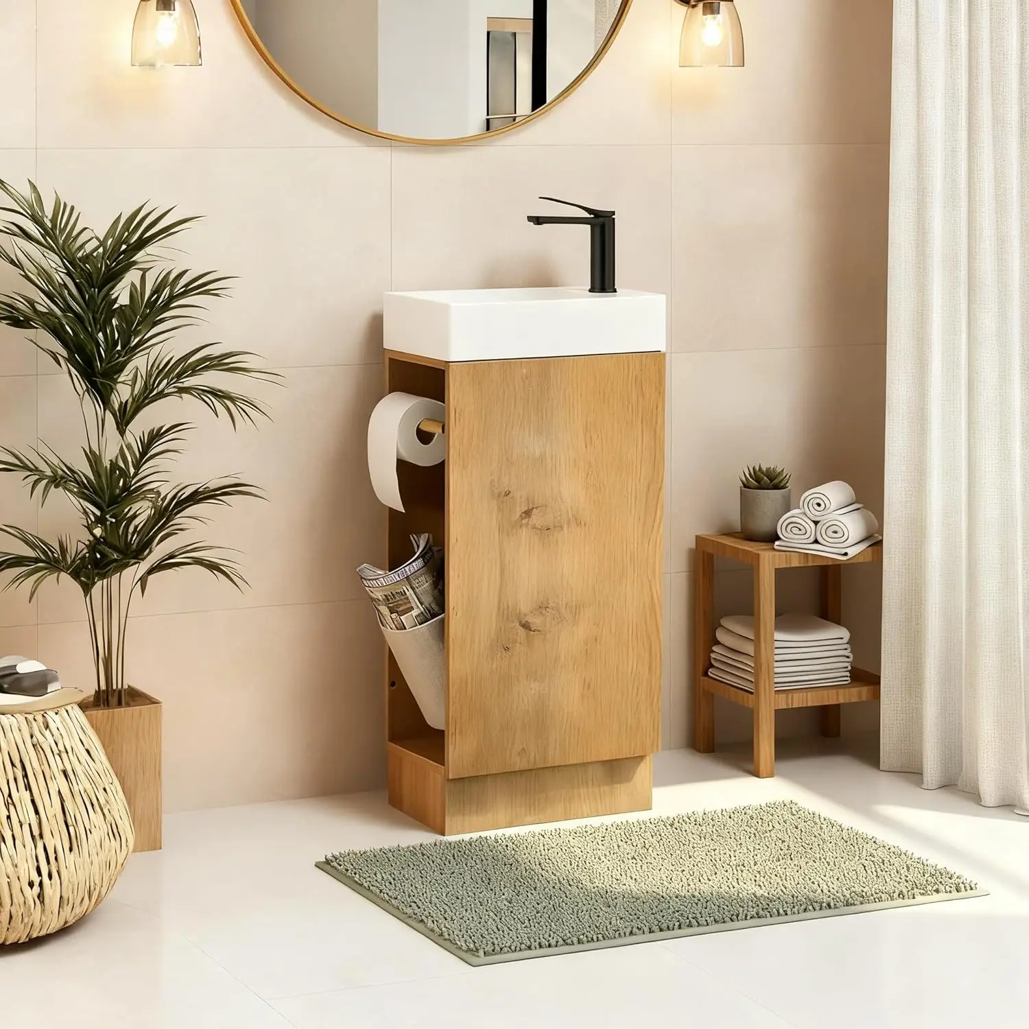 

！@Combohome New Style Floor Mount Bathroom Vanity Cabinets Simple Design 36 Inch Bathroom Cabinet With Sink and Basin