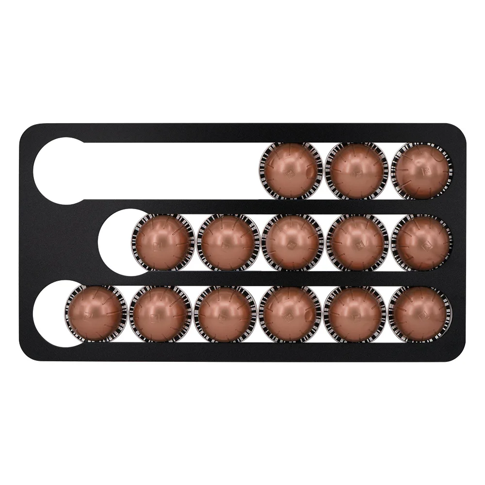 Coffee Pod Holder VERTUOLINE Capsule Storage Rack Cabinet Tile Dining Room Wall Storage Aluminum Bracket Hold 17Pcs Capsules