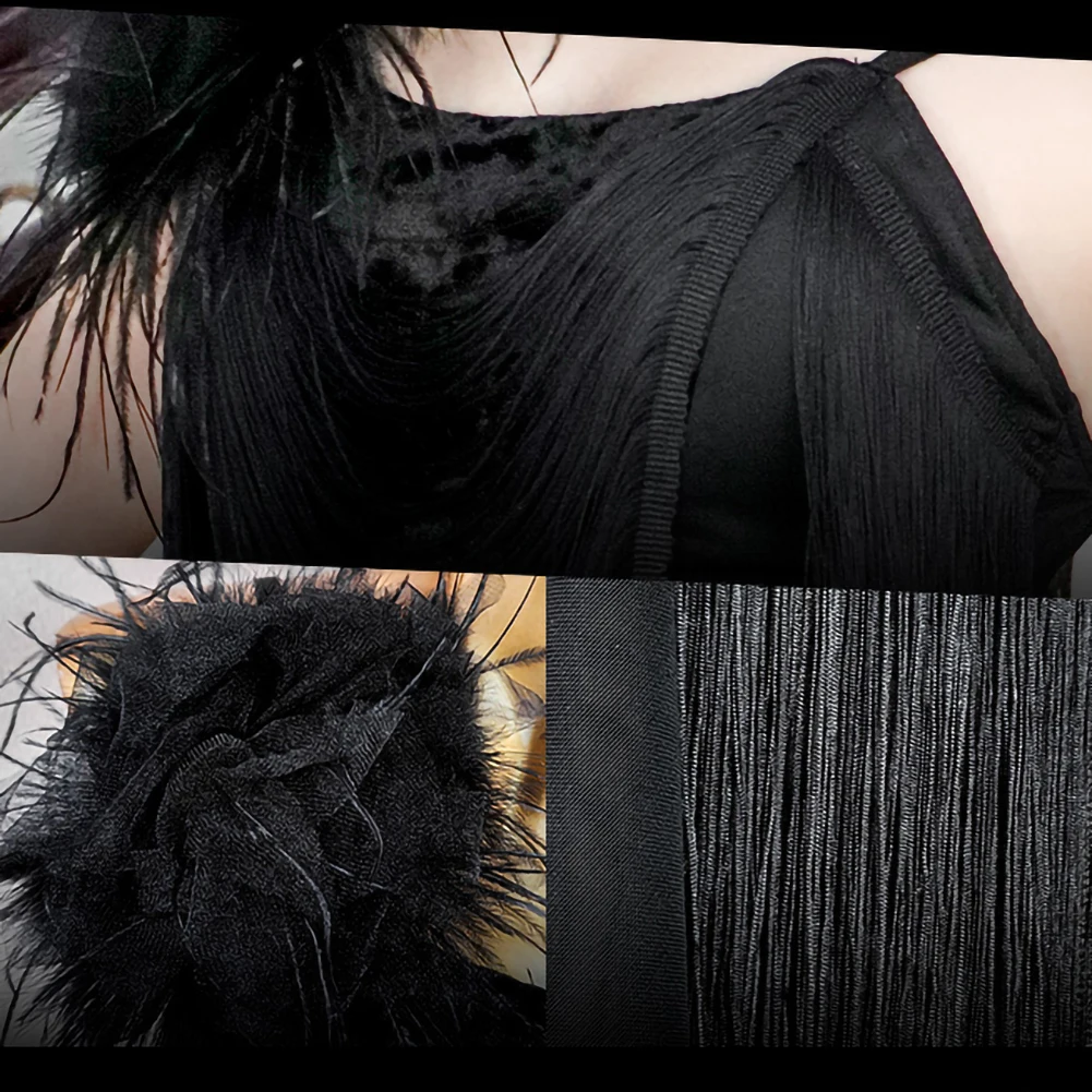 Новый костюм с открытой спиной для латинских танцев для девочек, сексуальное платье для самбы с кисточками, черные подтяжки, сценическая одежда, новинка, специальное использование