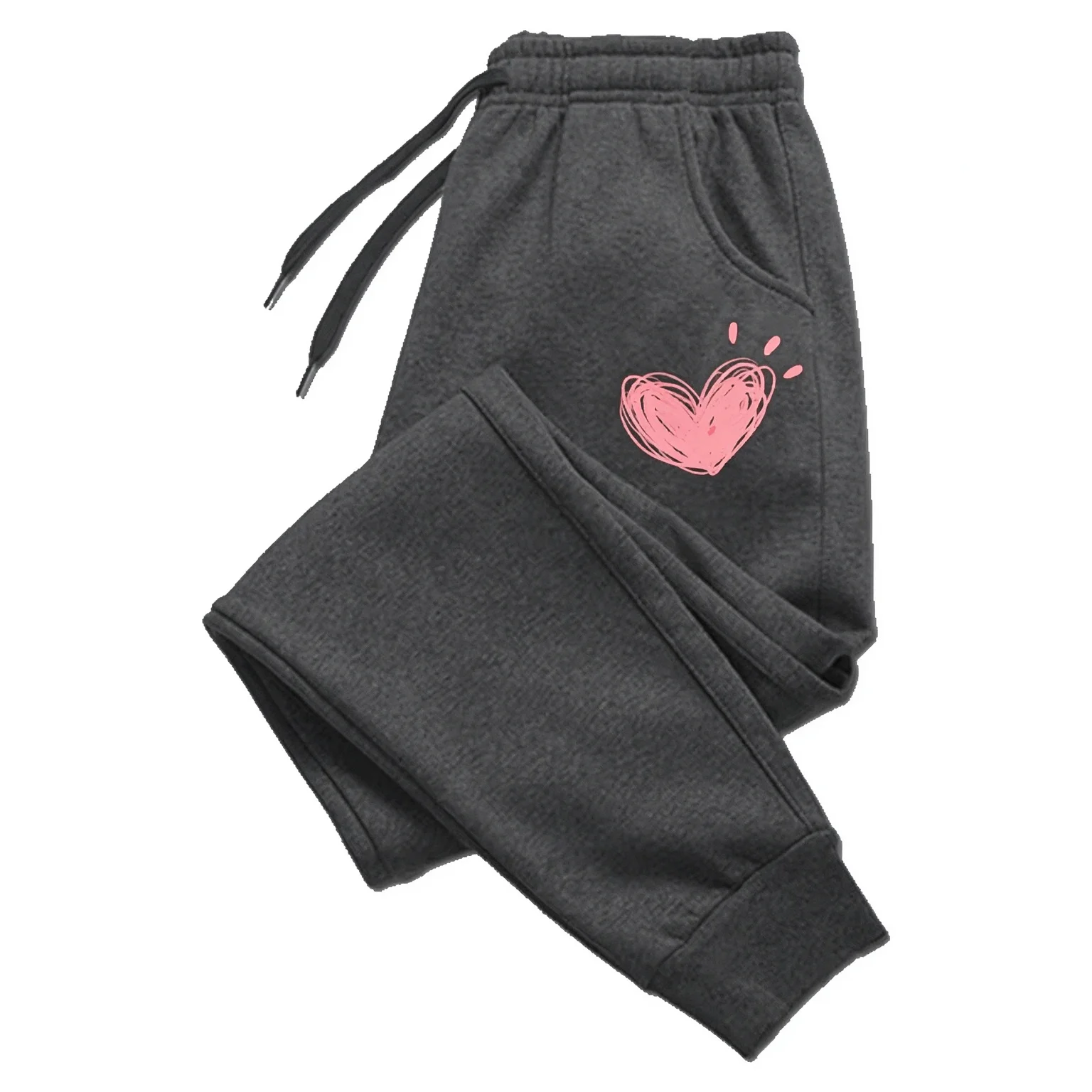 Women Cute Heart Printed Sweatpants Autumn Winter Cotton Long Pants Jogger Trousers Casual Sports Fitness Women Sweat Pants