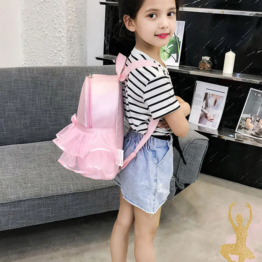 

Ballet Dance Backpack for Girls Nylon Sturdy Waterproof Kids School Bag with Lace Design Big Storage Ballet Dance Bag