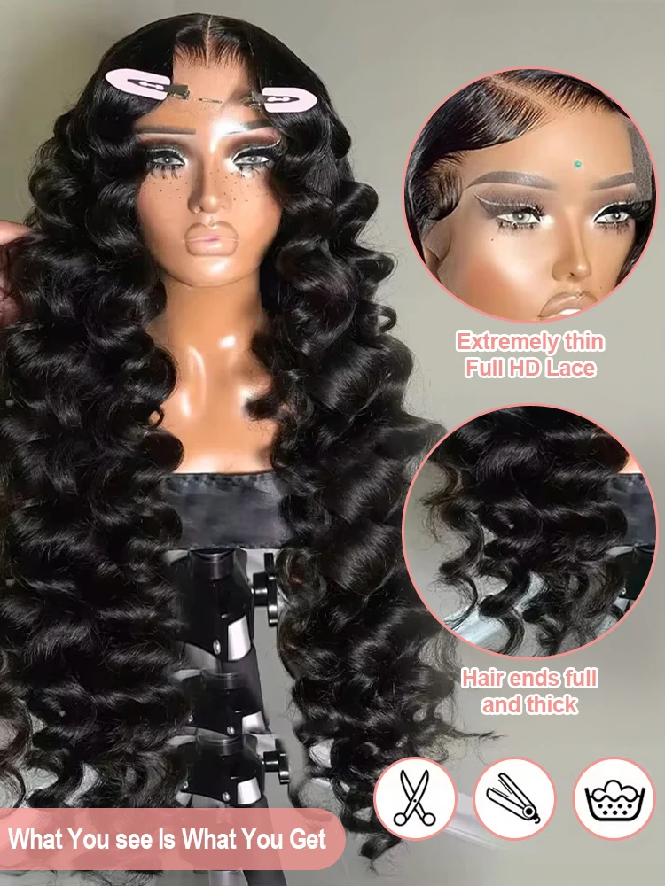 High Density Loose Deep Wave 13x6 Lace Front Human Hair Wigs 30 40 Inch Brazilian Curly Water Wave HD Lace Frontal Wig For Women