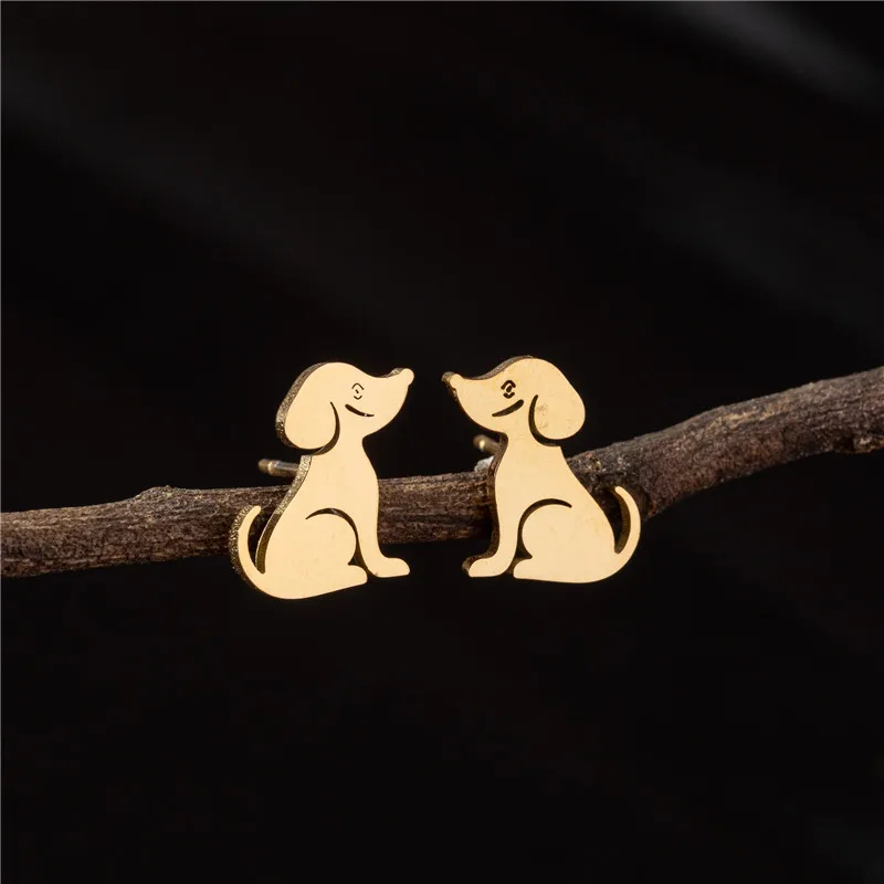 Lovely Dog Cat Earrings Women Multiple Stainless Steel Earings Fashion Jewelry Dachshunds Corgi Kitten Ear Studs Girl Funny Gift