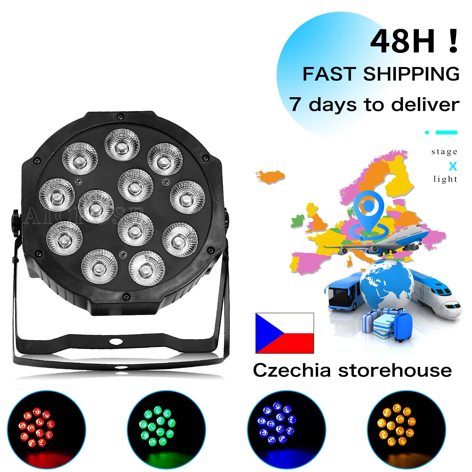 

12x12W/18W RGBWA UV 6 in 1 LED Par Light Remote Control Flat Spotlight Home Party Wedding DJ Disco Stage Lighting