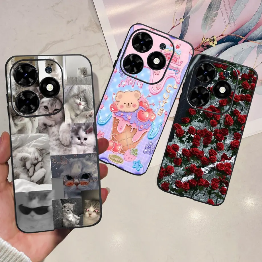 For Tecno Spark GO 2024 2023 2022 Case Soft TPU Silicone Clear Bumper Coque BG6 BF7n KG5 Fundas Marble Space Man Dragon Etui