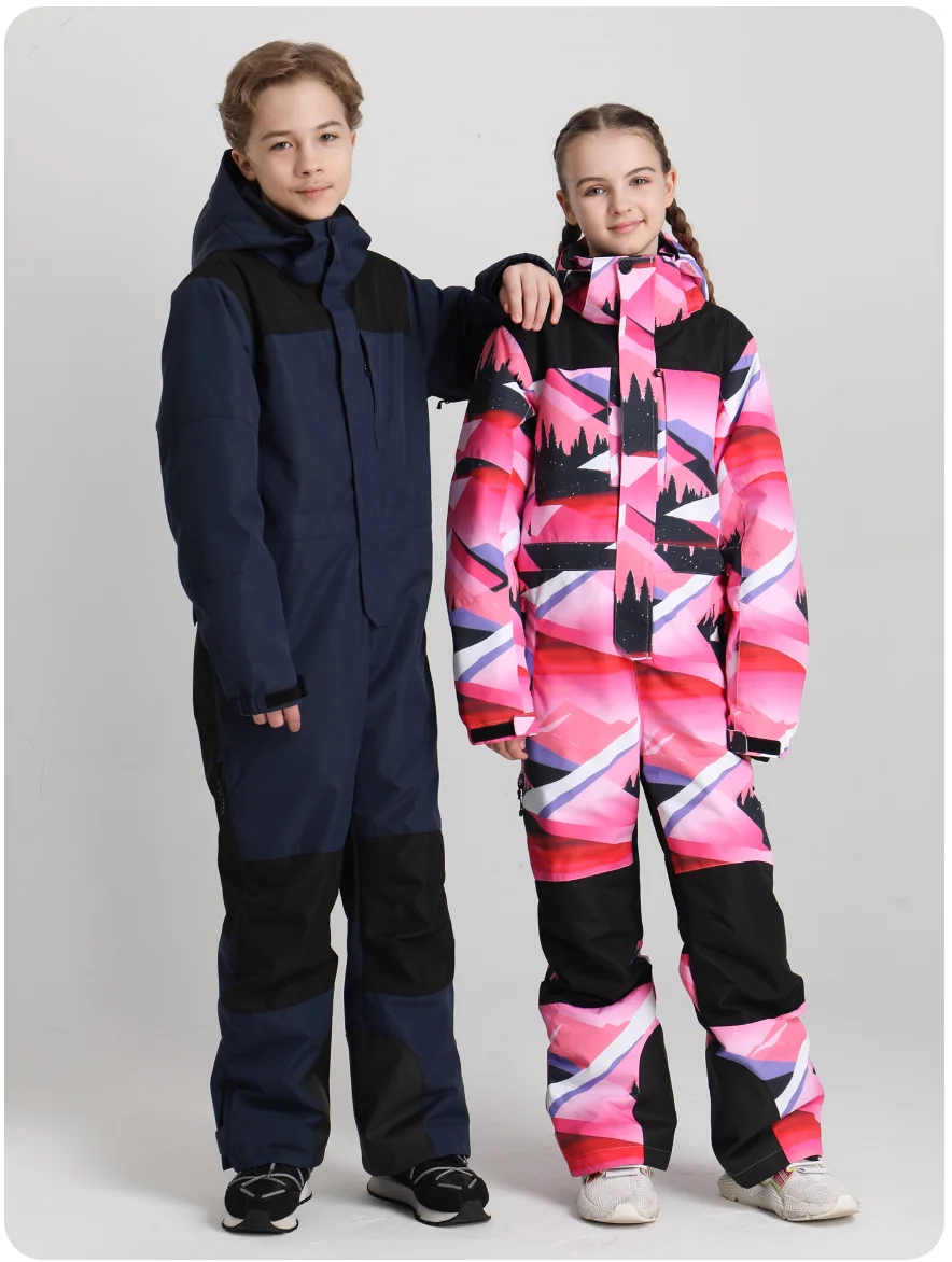 

Gsou Snow 2025 Kids’ One-Piece Ski Suit Waterproof Windproof Snowboard Jumpsuit for Boys & Girls Thermal Insulated Snowwear