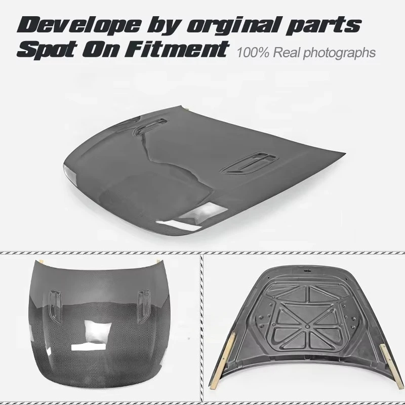 New Stinger OEM Style Sport Hood with EPA and Air Vents Carbon Fiber Engine Hood-Black Lightweight