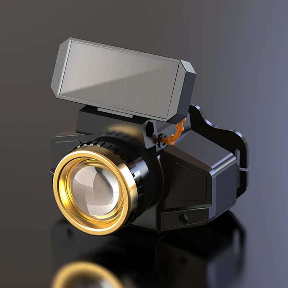 

XPE LED Headlamp Sensor Headlight Solar + USB Rechargeable Head Lamp Work Light