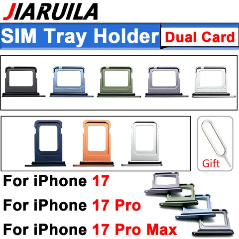 JIARUILA Dual Card For iPhone 17 Pro Max 17 Pro SIM Tray Holder Slot Drawer Chip Reader Adapter Replacement Parts