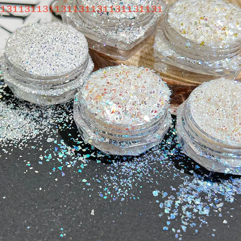 10 قطع من جرة الكريمة الشفافة، عينة صغيرة من القصدير لمسحوق تزيين الأظافر اللامع، وعاء زجاجات أظافر قابلة لإعادة الملء #2