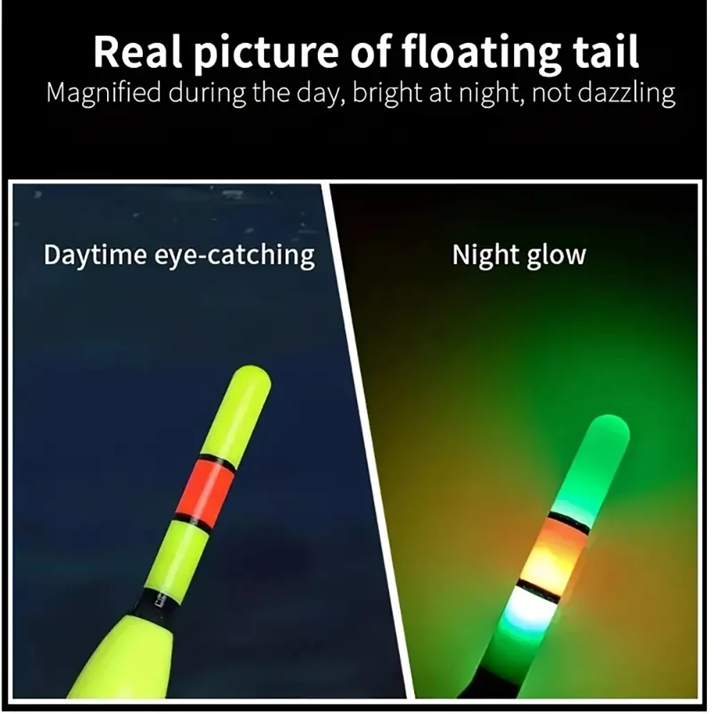 2pcs Big Carp Fishing Floats, Bold Tail Luminous Electric Bobbers With2pcs 425 Battery, Outdoor Fishing Accessories