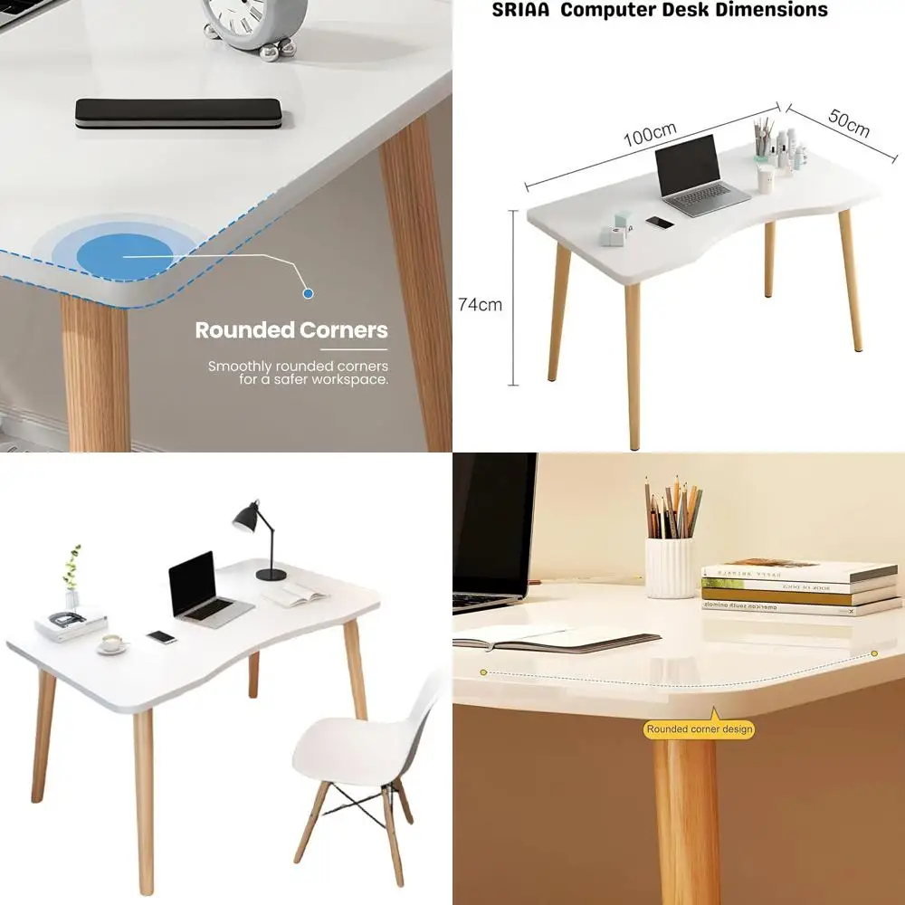 

Contemporary White Wooden Desk, 40 L x 20 W x 30 H - Sturdy and Chic Desk for Home, Office, or Study