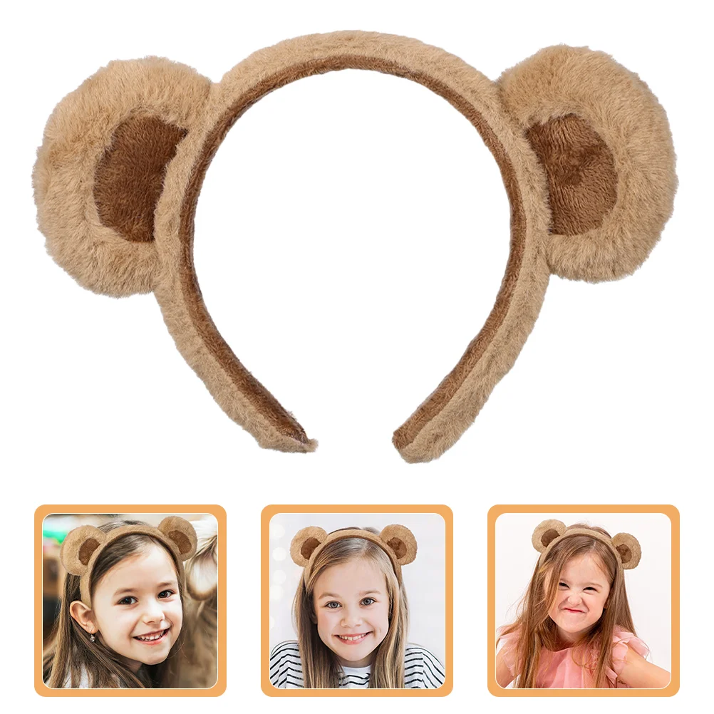 3 Pcs Baby Headbands Bear Cute Plush Hair Accessories 3pcs (a Style Headband-brown) Ears Prop Girl Headdress Animal Man