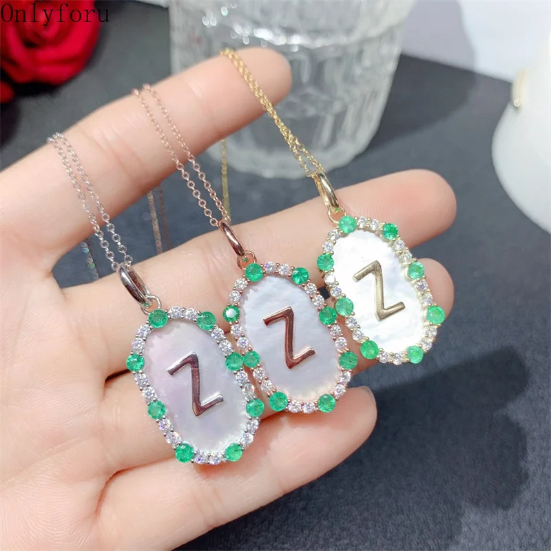 YULEM  Jewelry Small Emerald Pendant for Daily Wear 3mm Real Emerald Necklace Pendant 925 Silver Emerald Jewelry Gift for Woman