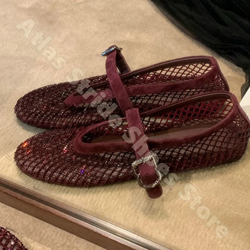 women-burgundy-satin-mesh-rhinestone-mary-jane-flats-crystal-netted-ballet-pumps-vintage-sexy-party-wedding-dress-shoes