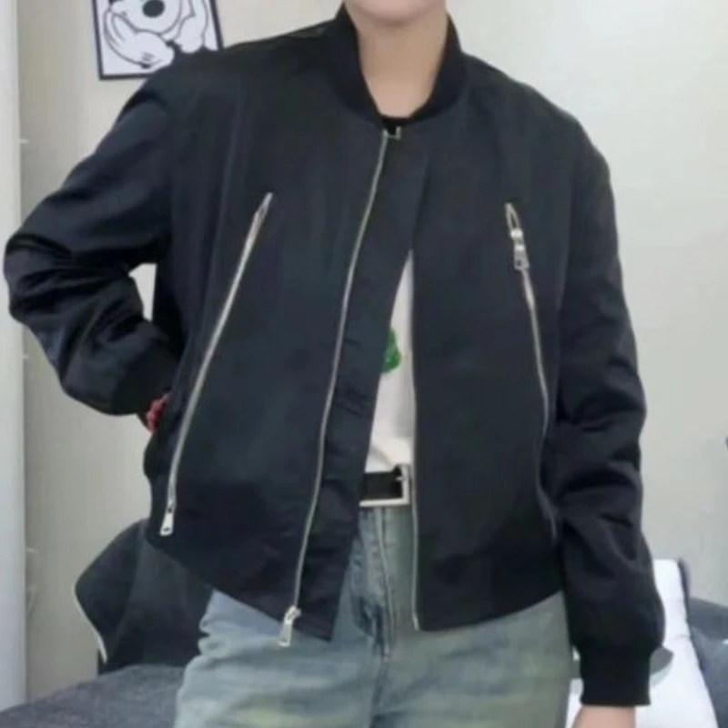 Women's Fairy Spring Autumn Tops Coat Zipper Short Solid Color Casual Simple Fashion Versatile Soft New Personalized Slim Loose