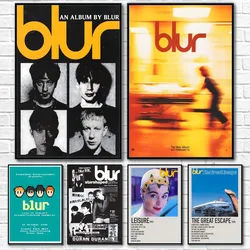B-Blur Band Rock Roll Band Retro Poster Sticky Wall Art Printing Waterproof Home Living Bed Room Bar Aesthetic Decor