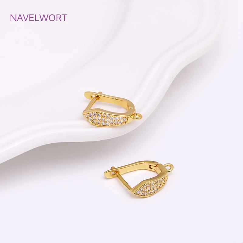 2023 New Design 18K Gold Plated U Earring Hook Fittings,Inlaid Zircon Earring Clasp Findings DIY Jewelry Accessories Wholesale