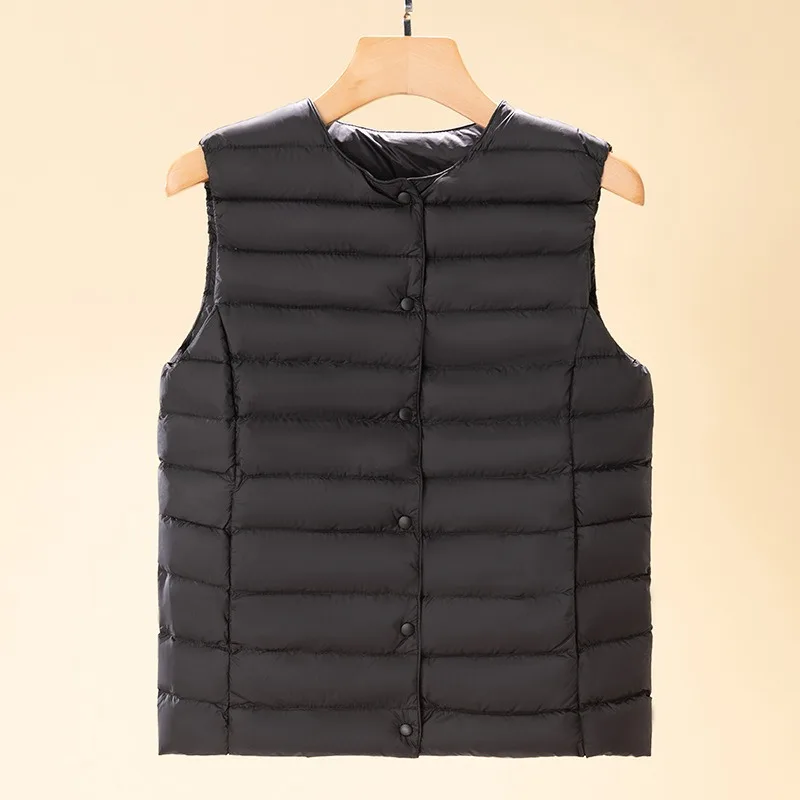 TFETTERS Winter Down Vest Women's New Slim Warm Vest Round Neck Lightweight White Down Vests for Women's Clothing Plus Size 4XL