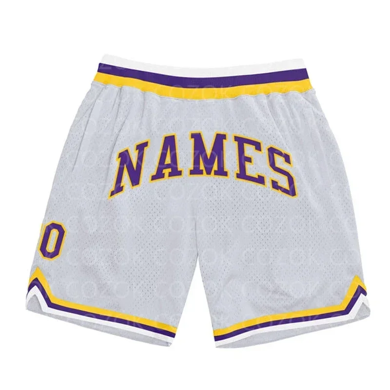 Shorts de basquete autênticos brancos personalizados, shorts masculinos com estampa 3D, nome personalizado, momber, secagem rápida, praia