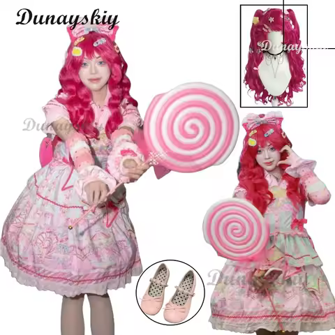 Pinkie Pie Cosplay Costumes Wig Shoes Anime Sweet Lolita Candy Amusement Park JSK Dresses Kawaii Girls Dress Up Party Suits