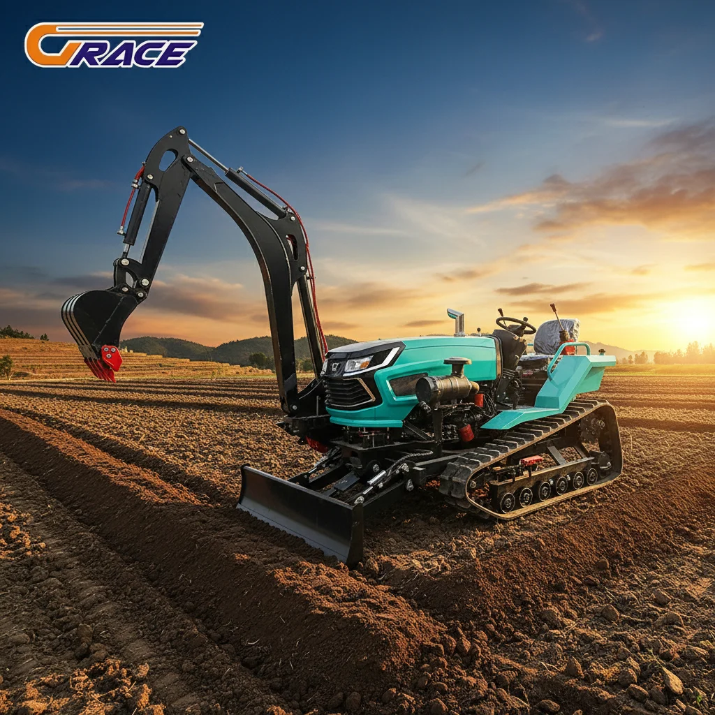 

120HP Heavy Duty Crawler Tractor Ditching Digging Bulldozing Grass Cutting Snow Sweeping Yard Construction Tool