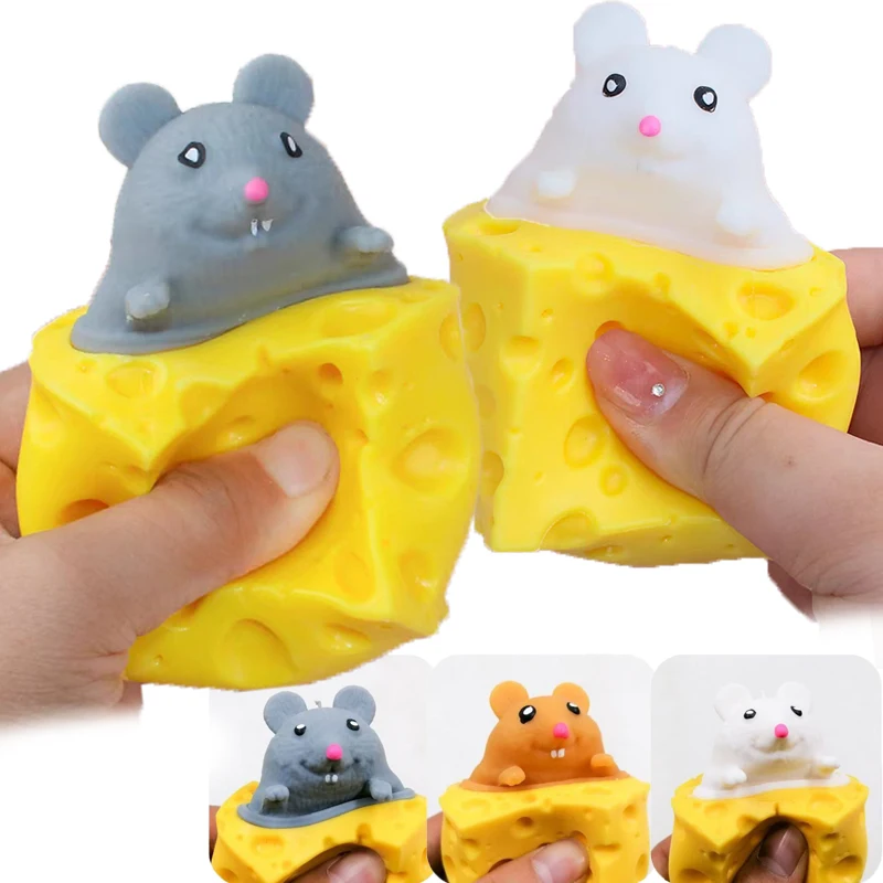 

Funny Pop up Squeeze Toy Cheese Mouse Cup Block Toy Kids Cartoon Stress Relief Decompression Pinching Hide And Seek Toys Gift