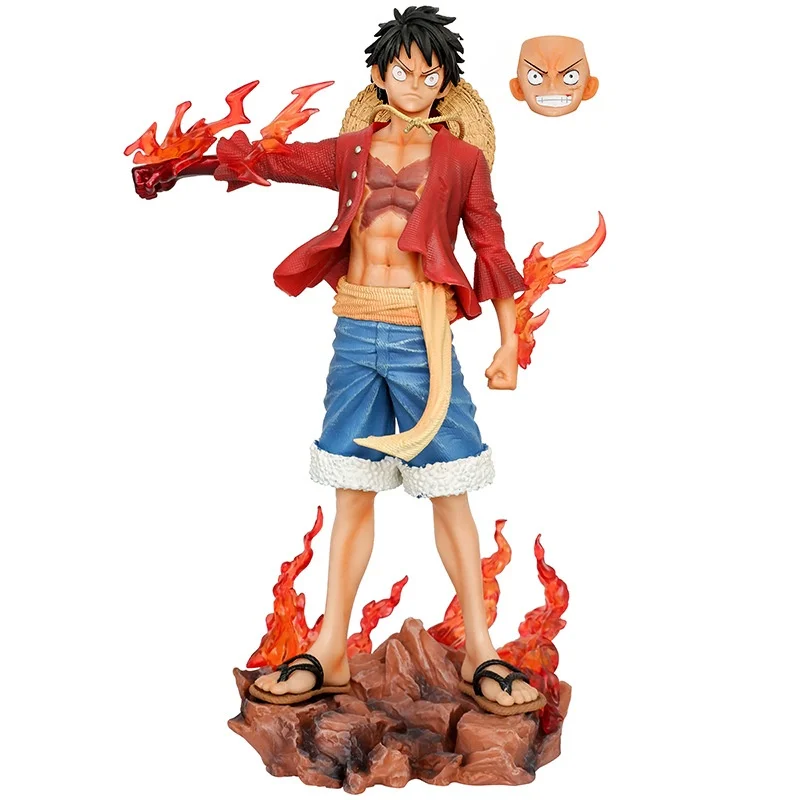 Anime One Piece Luffy Series New Four Emperors Gk Meteor Fire Fist Luffy Standing Statue Model Box Set Ornament Handmade