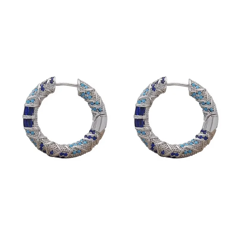 Spring/Summer Vintage Blue Zircon Enamel Drop Glazed Earrings for Women Niche Unique Exquisite Fashion OL Jewelry Gifts