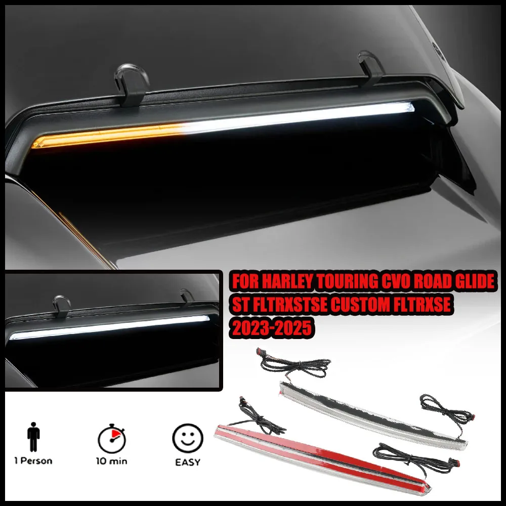 

Applicable To For Harley Touring CVO Electra Street Glide Ultra 2023-2025 Motorcycle LED Windshield Center Fairing Vent Light