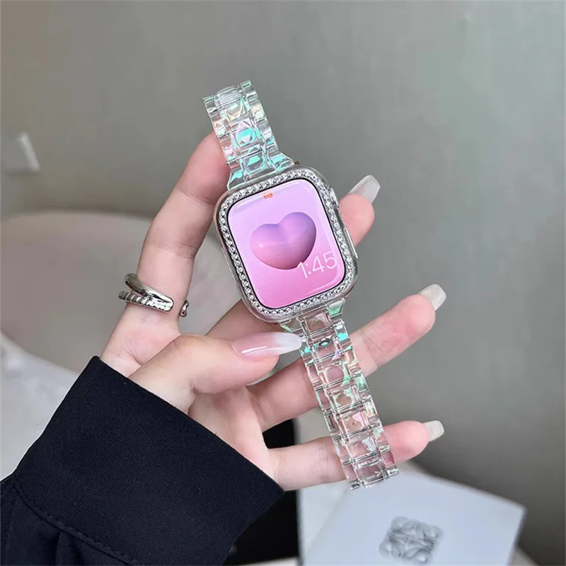 Bling +Cover For Apple Watch Case 45mm 41mm 40mm 44mm 42mm 38mm Diamond Bumper+Screen Protector For IWatch Series 7 3 4 8 SE 5 6