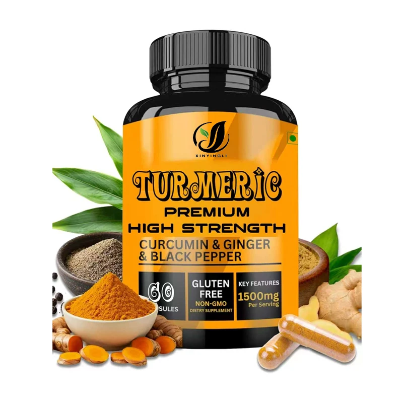 

Органические капсулы с куркумой 4-в-1, высококонцентрированный черный перец, содержащий активный куркумин из имбиря, 90 капсул