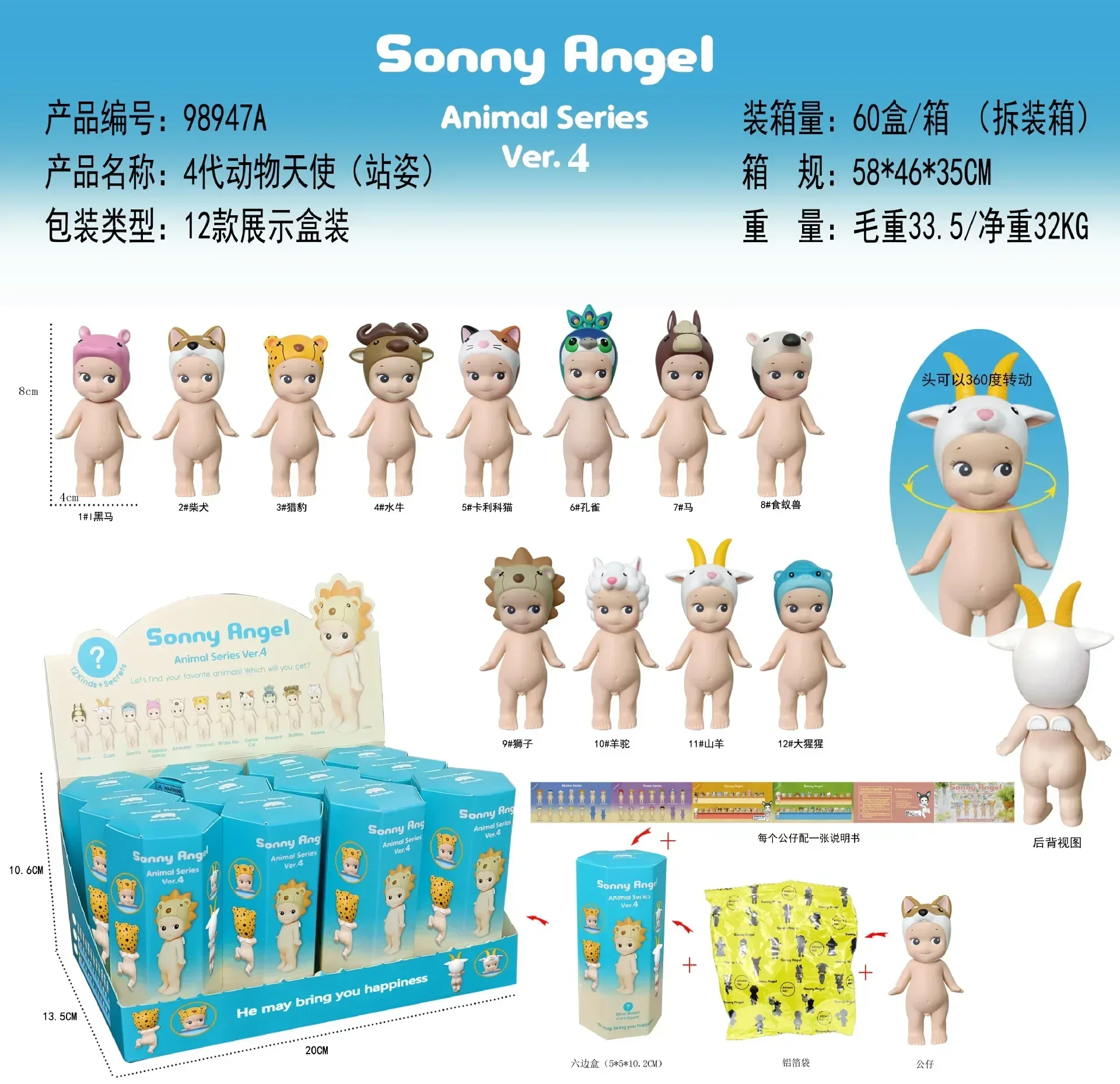 Sonny Angle Blind Box Hippers Gantungan Kunci Figur Mini Anime Buah dan Sayuran Model Koleksi Ornamen Mobil Hadiah Natal Mainan