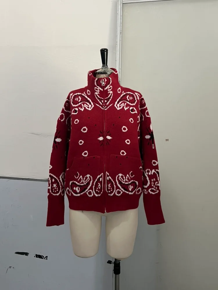 Retro-Pullover-Cardigans, Trend, klassisch, vielseitig, bedruckt, Damen-Strickjacke, Herbst, Lady Street Chic Wear – Detail 3