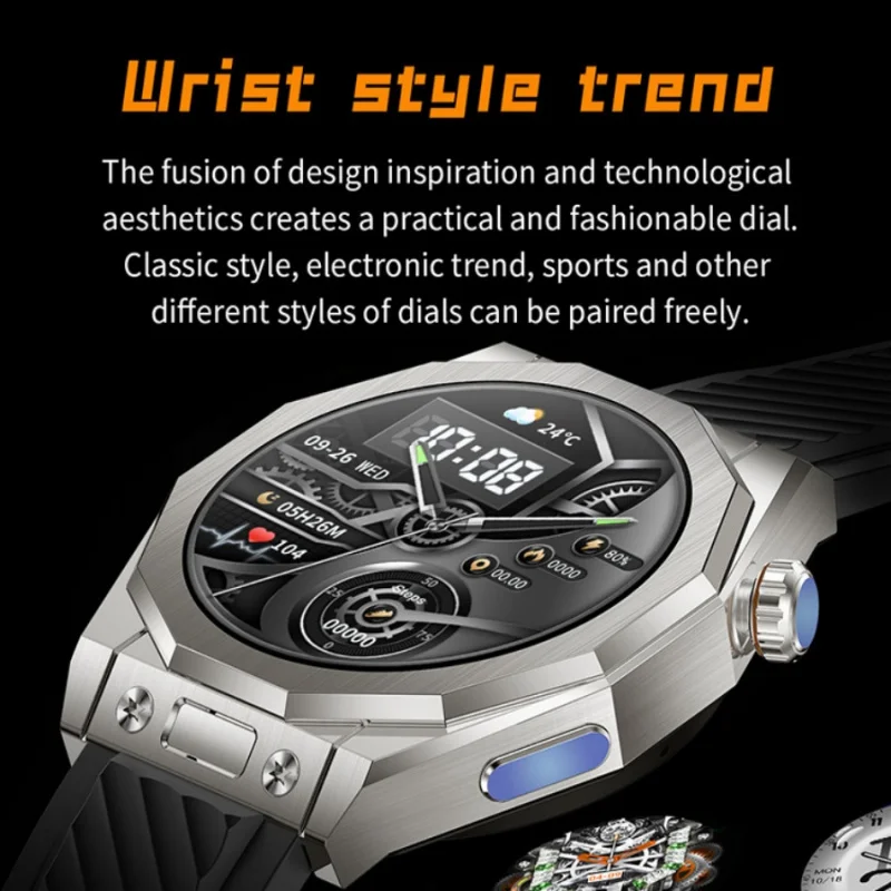 Reloj inteligente para deportes al aire libre, brújula para hombres, Monitor de ritmo cardíaco y salud, reloj inteligente con información de llamada entrante, relojes impermeables