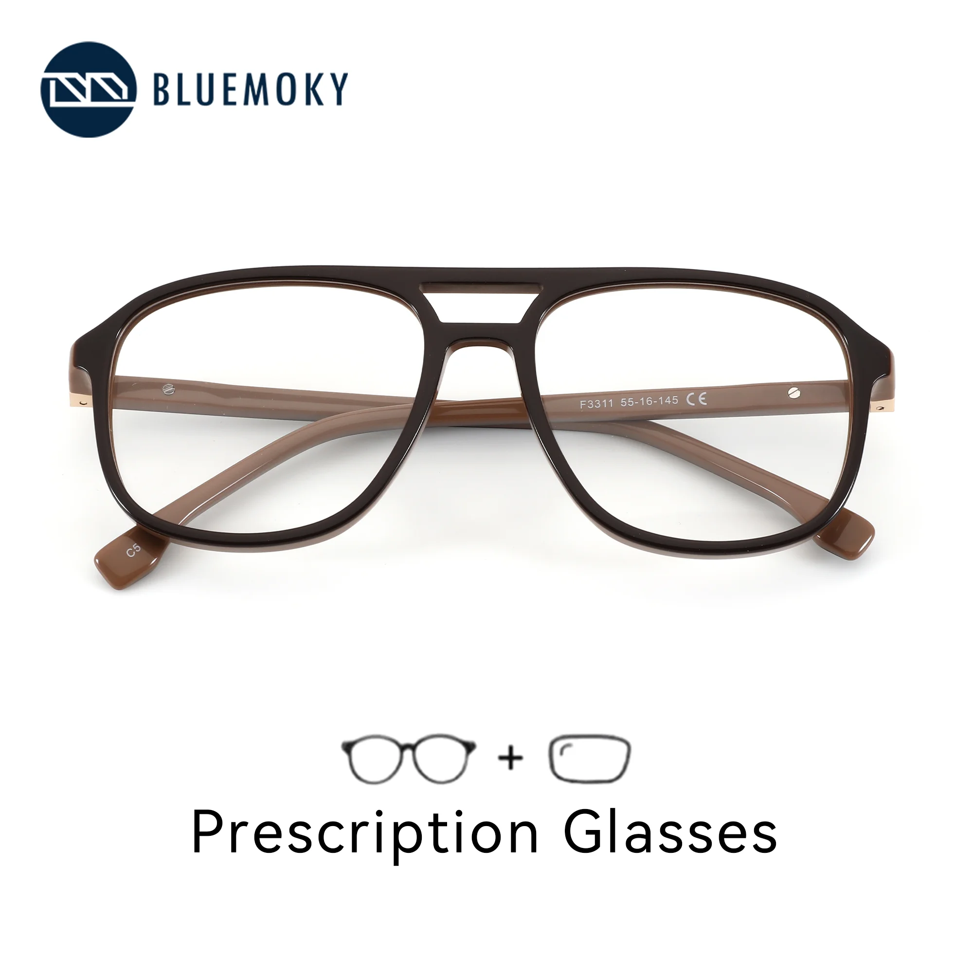 

BLUEMOKY XL размер Pilot очки по индивидуальному заказу для мужчин ацетатная оправа прогрессивные оптические линзы с рецептом