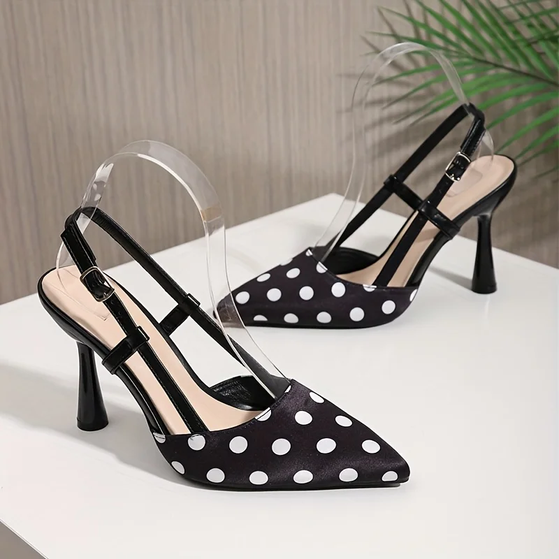 

Elegant Pointed-toe Stiletto Women's Sandals, Polka Dot Fashion Versatile Sexy High-heeled Sandals, Suitable for Weddings Party