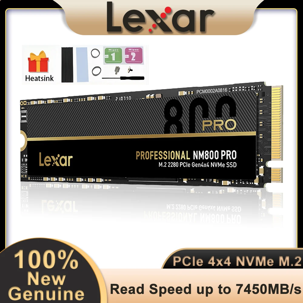 Lexar NM800 Pro SSD 512GB M.2 2280 PCIE Gen 4.0X4 NVME 1.4 Internal Solid State Drive M.2 SSD 2280 7450MB/s Hard Disk for PC PS5