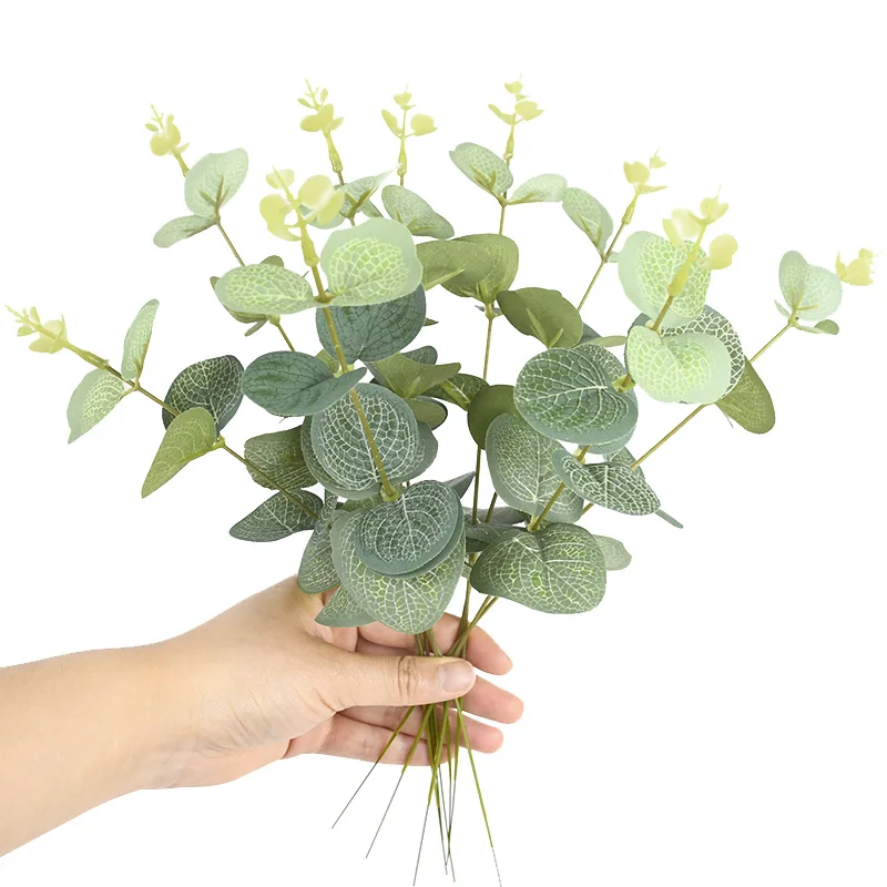 5Pcs Artificial Eucalyptus Leaves Fake Flowers for Home Decor Wedding Decoration Christmas Ornaments Bride Bouquet Accessories