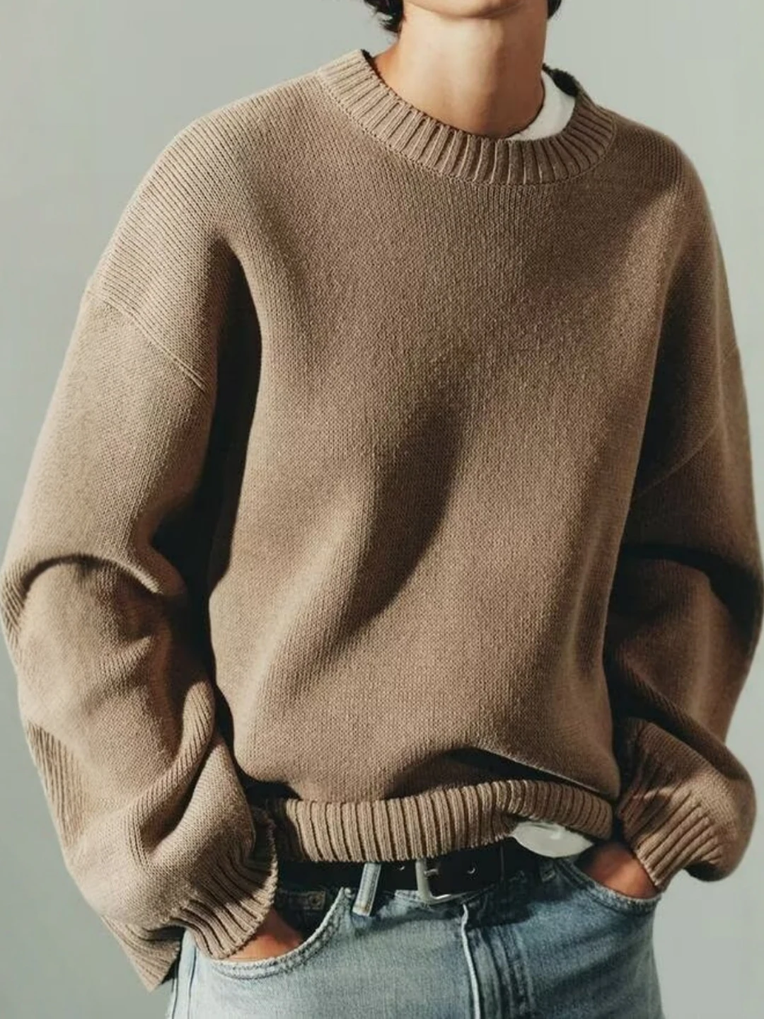 

Повседневный свободный вязаный свитер, женский круглый пуловер Ne, мягкая удобная ткань, длинный свек, стандартный крой, модная осенняя одежда