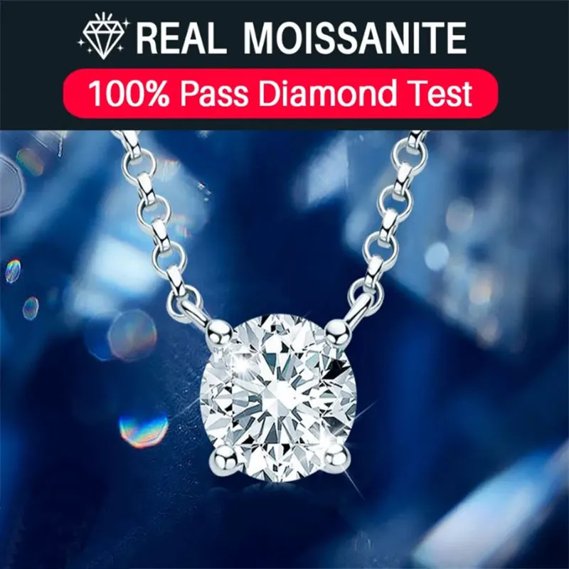 ALCADEN Moissanite Necklaces for Women D VVS1 Solitaire Pandent Diamond GRA Certified s925 Silver Plated 18k Dainty Necklace