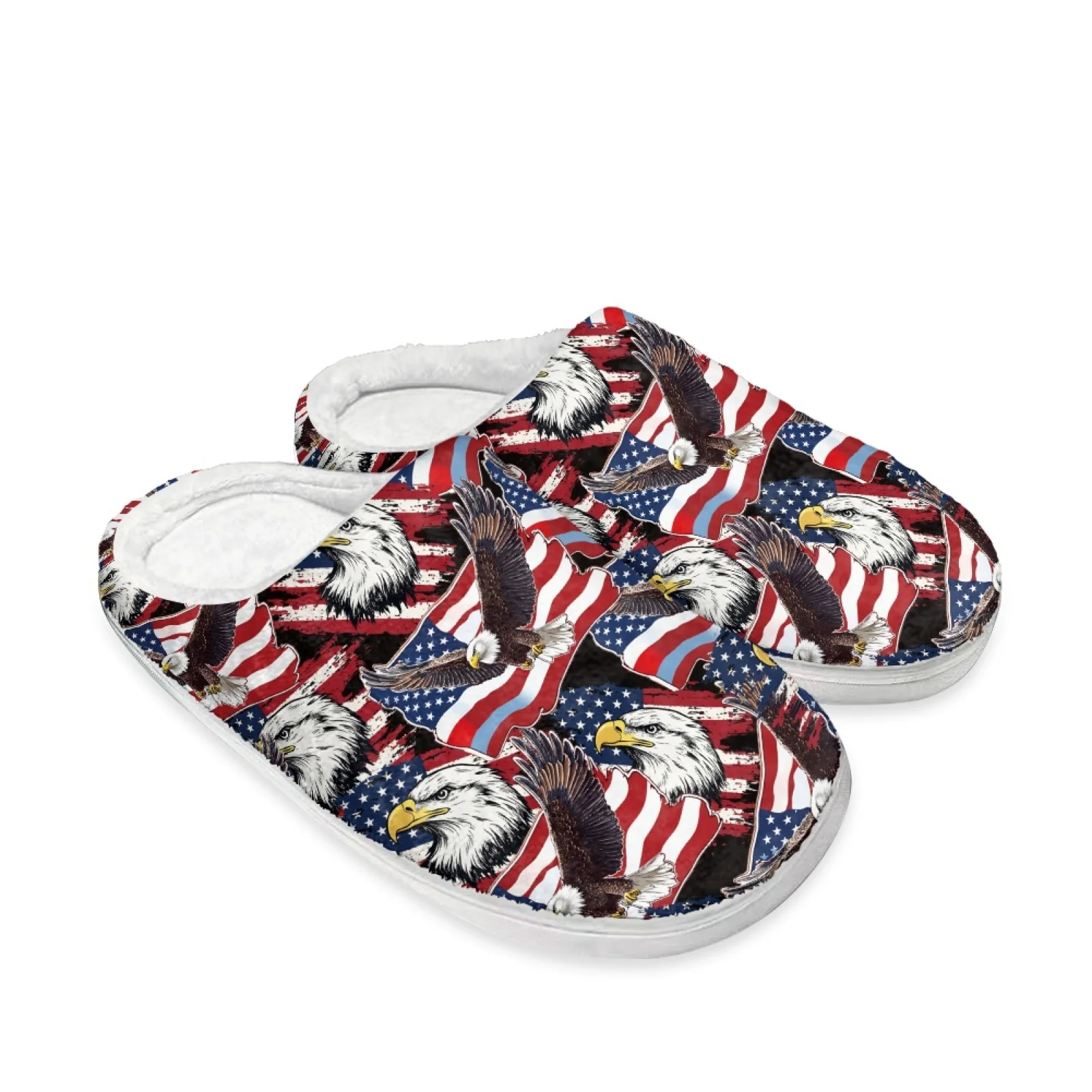 PENSTROLL US Flag Eagle Closed Toe Easy Slip On Shoes For Recovery House Shoes That Don't Rub Top Of Foot Indoor Slippers