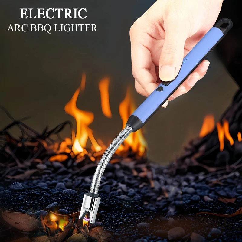 2026 Rotating Flexible Tube Windproof Electronic Pulse Charging Lighter Safety Switch Outdoor Kitchen USB Electric Lighters Tool