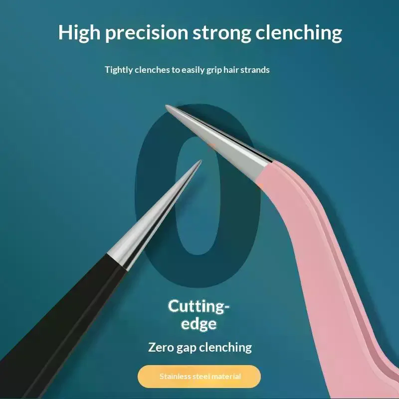 1Pcs Eyelash Extension Tweezers Stainless Steel Curved Straight Head Lashes Tweezer Non-magnetic Makeup Tools Precision