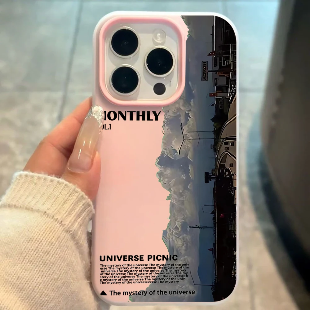 Für iPhone 17 15 16 14 Pro Max Hülle Plus Kunst-Landschaftsmuster-Cover für iPhone 13 11 12 ProMax XS XR 8 Plus Bonbonfarben-Hüllen – Detail 2